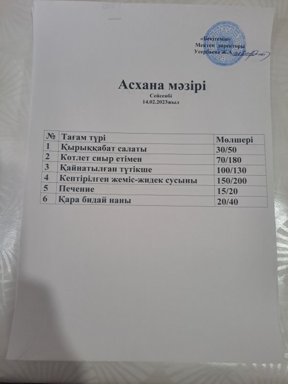 Ас мәзірі
